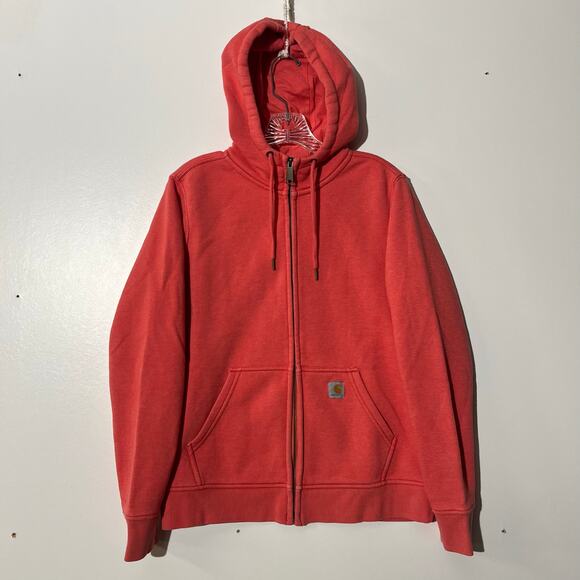 Carhartt Salmon Pink Long Sleeve Hoodie Jacket Womens Medium Pink Relaxed Fit - Picture 1 of 7